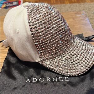 Adorned White Crystal-Embellished Baseball Cap